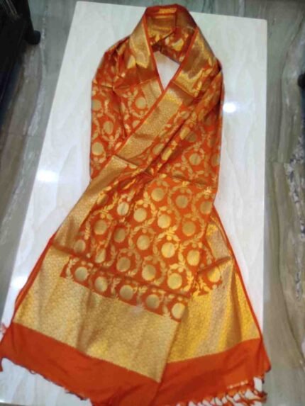 ORANGE COLOUR BANARSI KATAN SILK DUPATTA