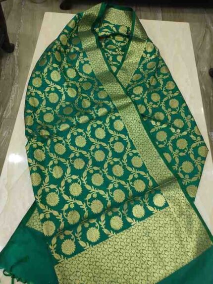 RAMA GREEN COLOUR BANARSI KATAN SILK DUPATTA