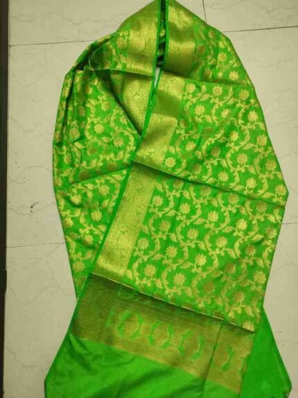 PARROT GREEN COLOUR BANARSI KATAN SILK DUPATTA