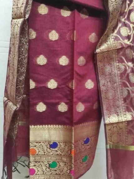 DARK MAROON COLOUR BANARSI SILK SUIT