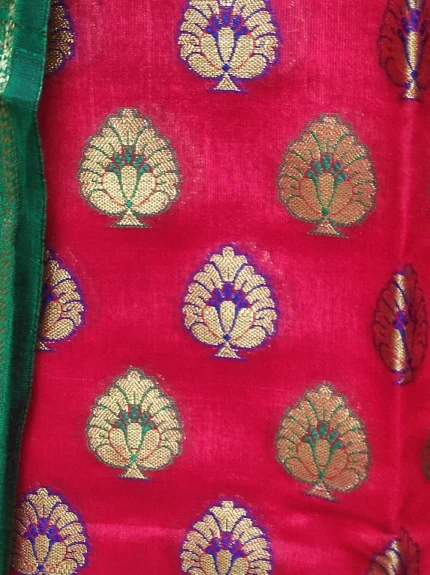 RED AND GREEN COLOUR BANARSI SILK SUIT