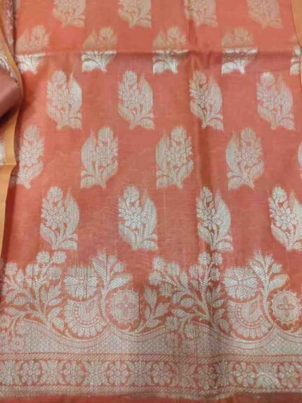 DARK ORANGE COLOUR ORGANZA BANARSI SILK SUIT