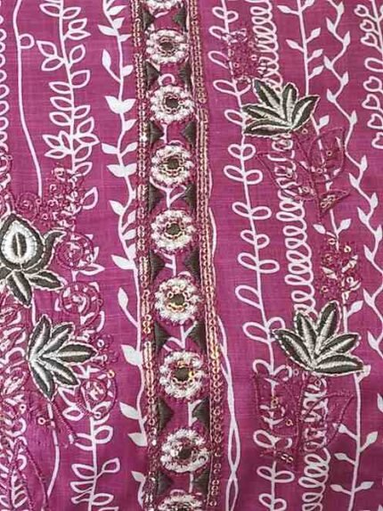 PURPLE COLOUR PRINTED AND EMBRIODED PURE COTTON SUIT